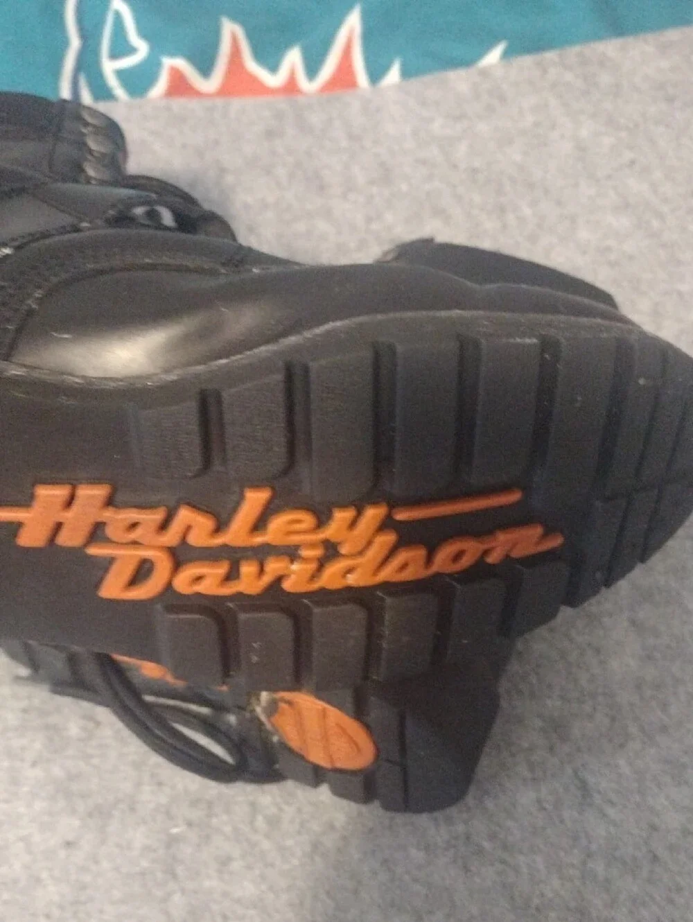 Harley-Davidson Black Leather Lace-Up Boot with Buckle